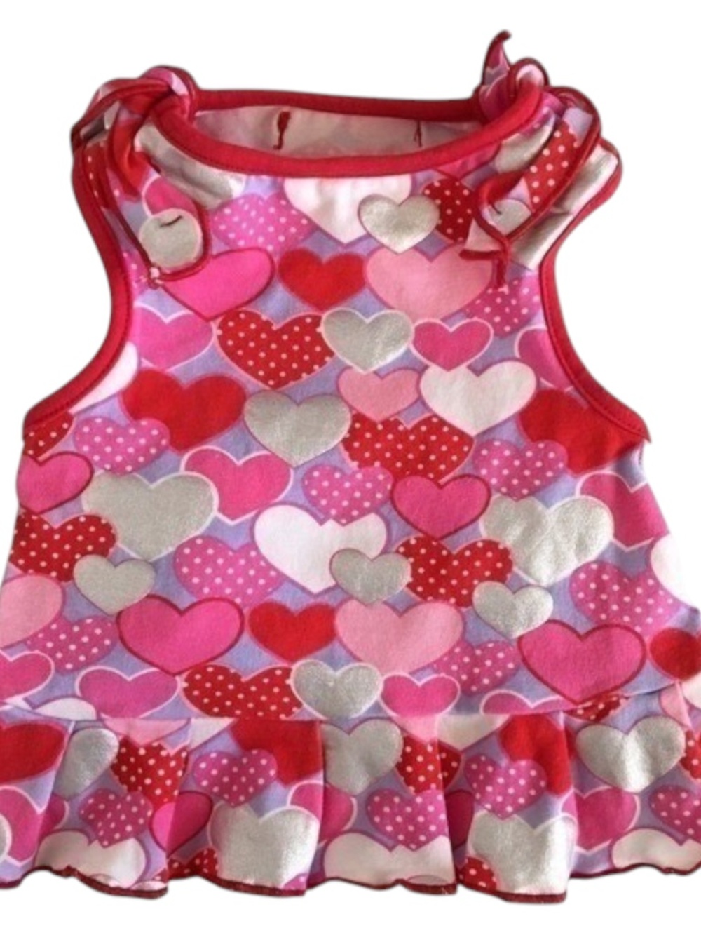SimplyDog Heart Print Ruffle Dog Dress Red/Pink Size S